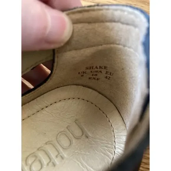 Hotter SHAKE Mary Jane Flats Womens Size 10 Black Leather Woven Strap England - Picture 7 of 8